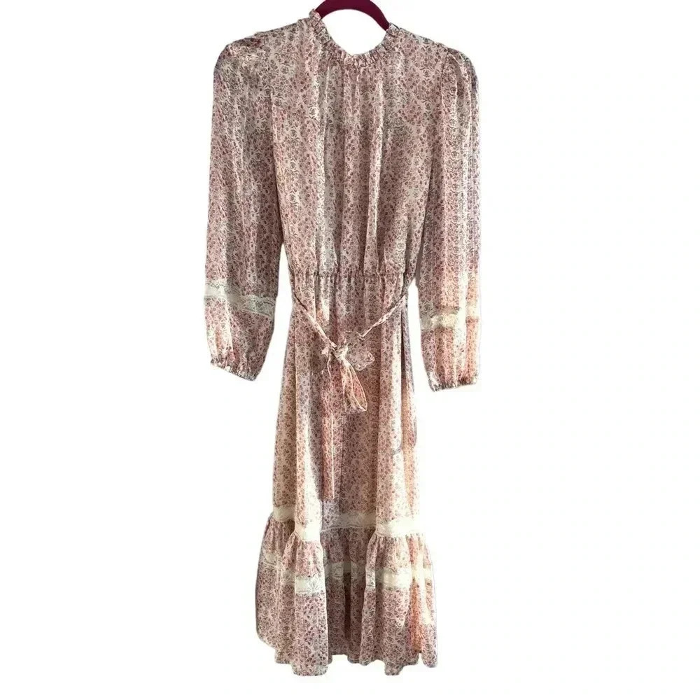 Greylin Jaelyn Lurex Maxi Dress Boho Lace Insert